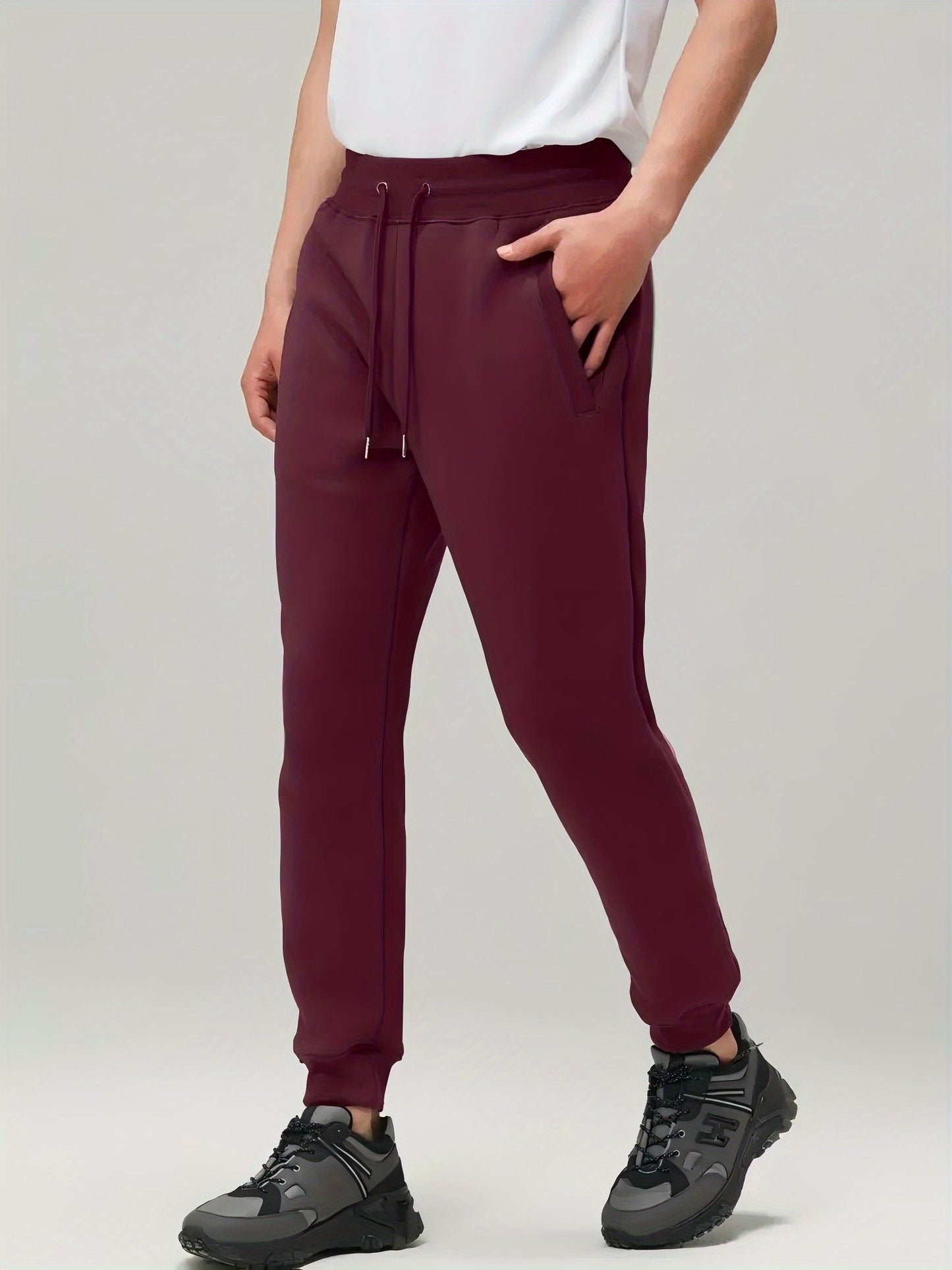 Men's 3pcs Thick Autumn And Winter Sports Pants, Warm And Casual Running Pants with Added, Adjustable Waistband And Drawstring, Double-sided Pockets. Suitable for Teenagers to Exercise, Run, Play Ball, Train, And Travel Outdoors,.