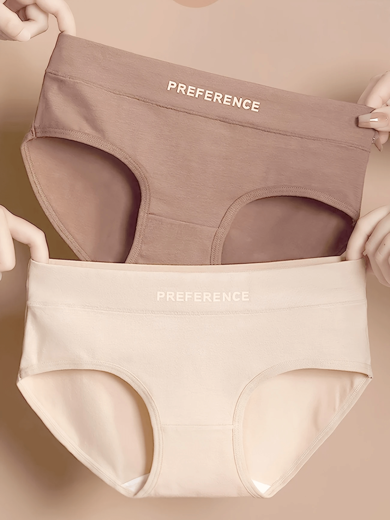 2026 Women's Pure Cotton Underwear Soft Stretch Underwear Simple Solid Color Underwear (beige/beige/brown) Breathable And Comfortable Daily Wear 4pcs Game Day Fan Gear for All Football Fans