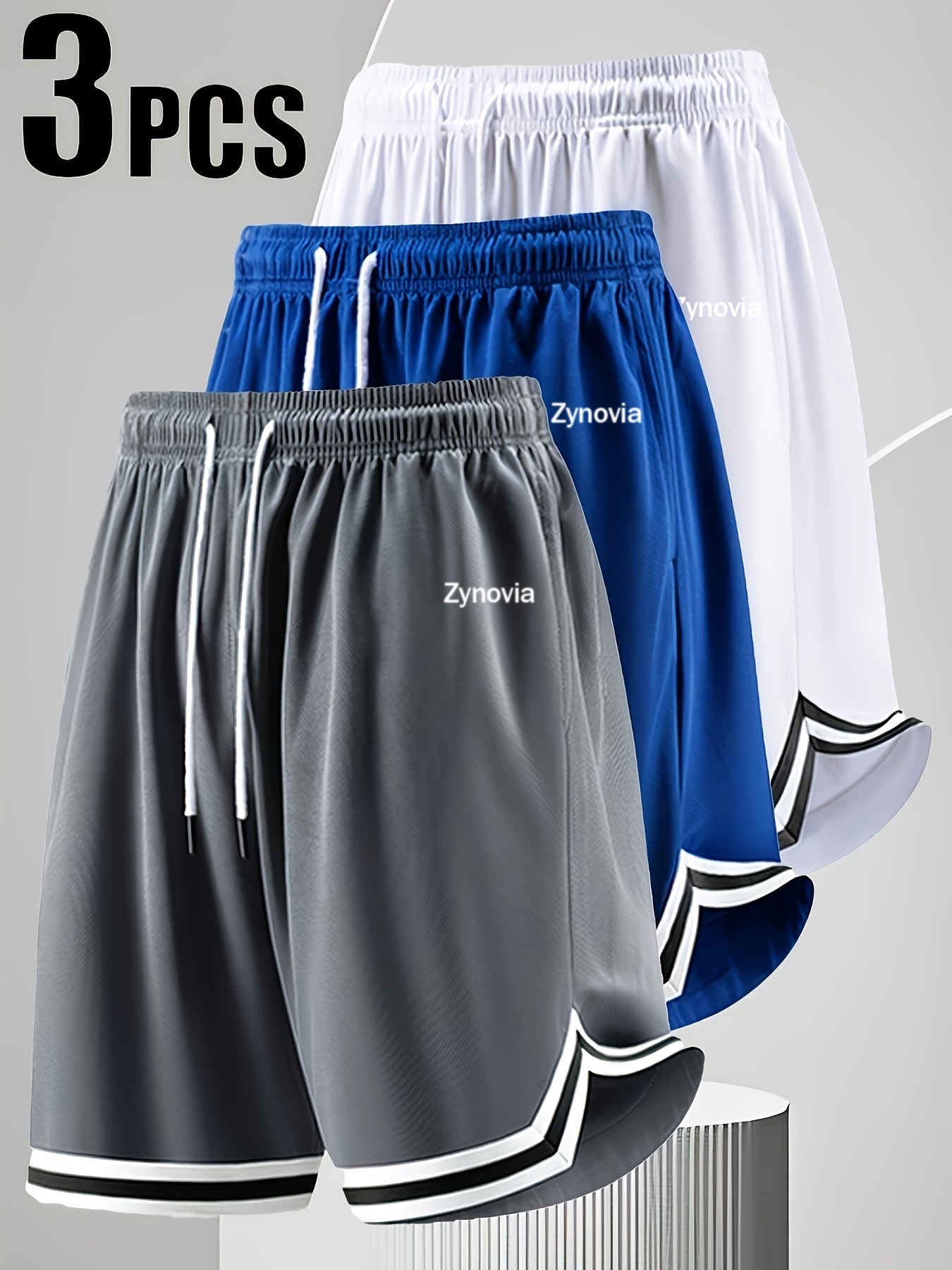 Men'S Casual Five-Point Basketball Shorts - 3pcs, Lightweight And Quick-Drying for Summer