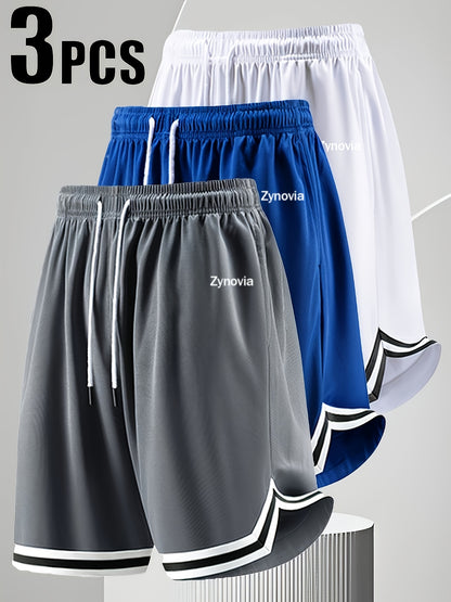 Men'S Casual Five-Point Basketball Shorts - 3pcs, Lightweight And Quick-Drying for Summer