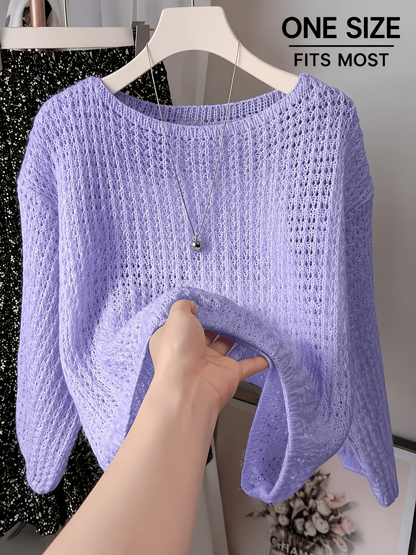 2026 Women'S Hollow Out Sweater Cardigan Long Sleeve Open Front Crochet Cover Up Lightweight Casual Layering Outerwear Soft Top For Spring Fall Winter Resort Wear