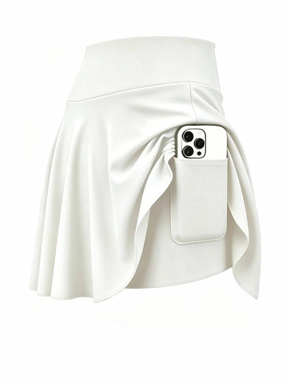 4pcs Women's Athletic Skorts Fake 2pcs Skirt Pants Elegant High Waist Skirt Summer Korean Style with Pockets Breathable Slim Fit Yoga Skirt Built-in Shorts Anti-Exposure Running Fitness Tennis Sports Skirt Gift for Wife Family Friends