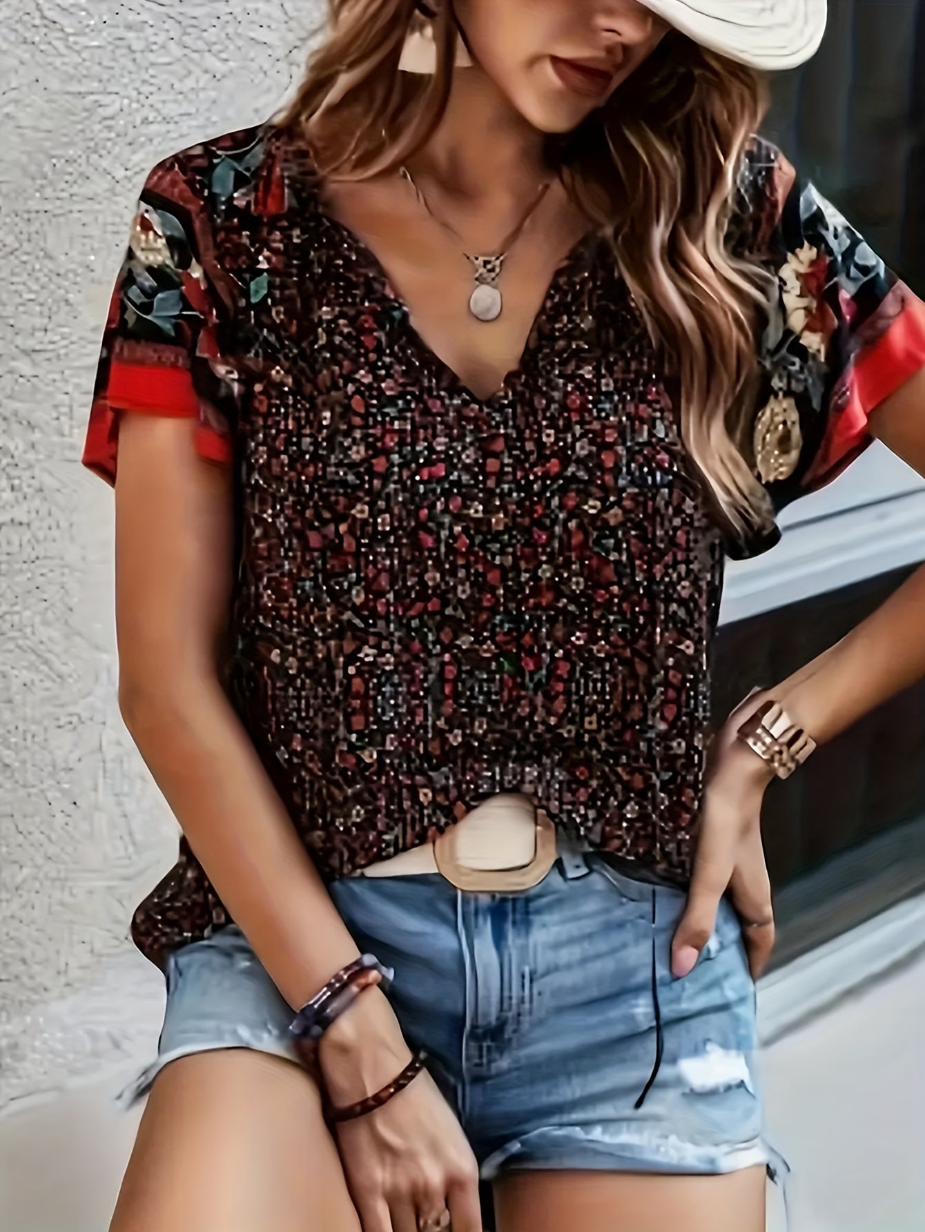 Mixed colors Polyester Floral Printed Shirt - product view 8