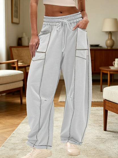 Women'S Loose Wide Leg Pants Casual Summer Wide Leg Pants Drawstring Waist Casual Pants