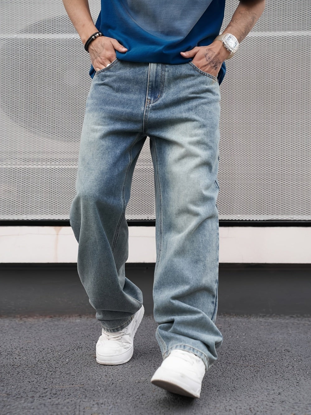 Men's Relaxed Fit Jeans - Vintage Wash Clean Finish