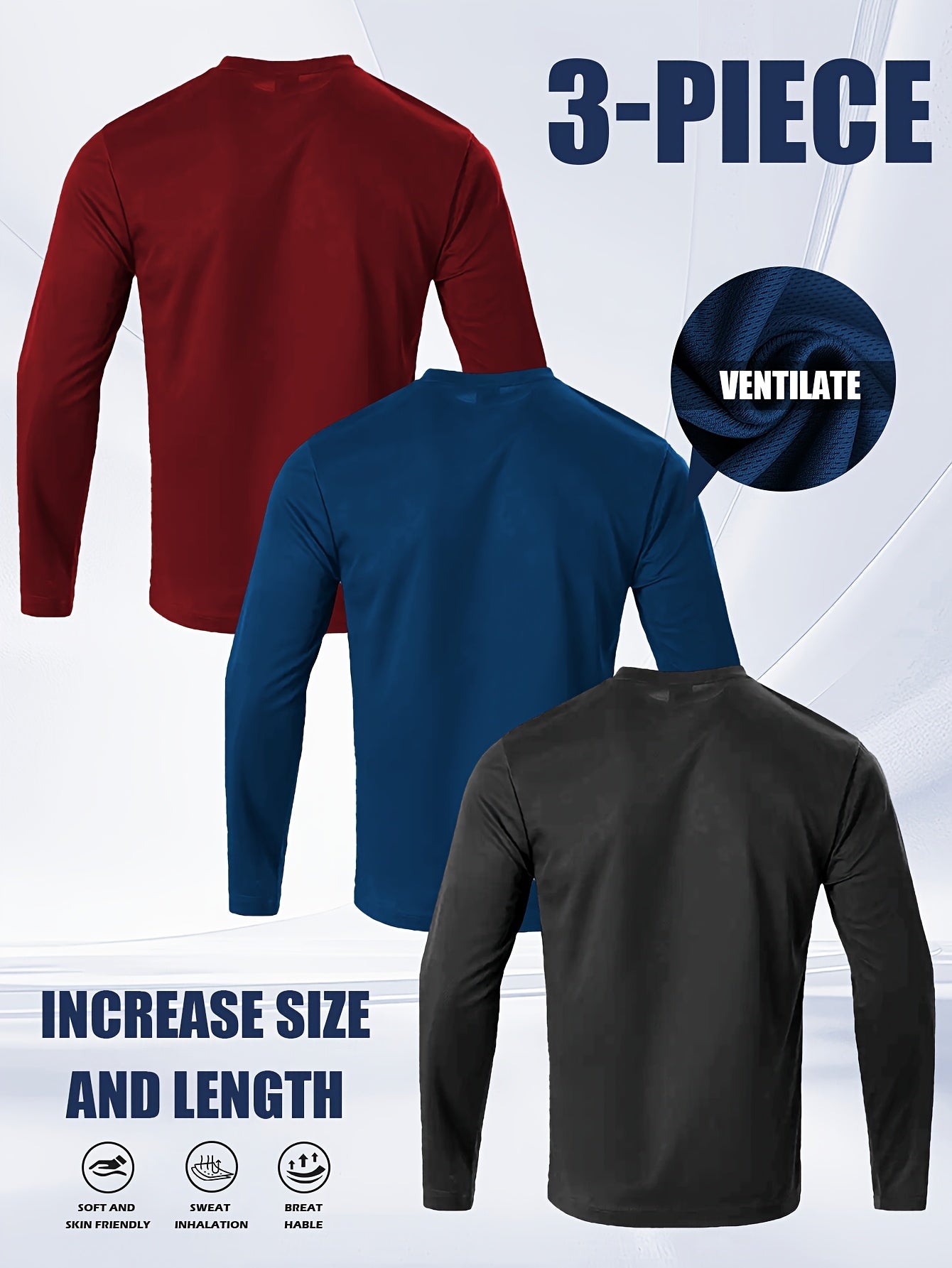 3 Men's Extended T-shirts, Breathable And Comfortable Fabric, Suitable for Casual Sports, Home Wear, Valentine's Day Gift, PLUS SIZE
