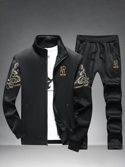 Spring And Autumn Style Men'S Zipper Open Cardigan Sports Suit
