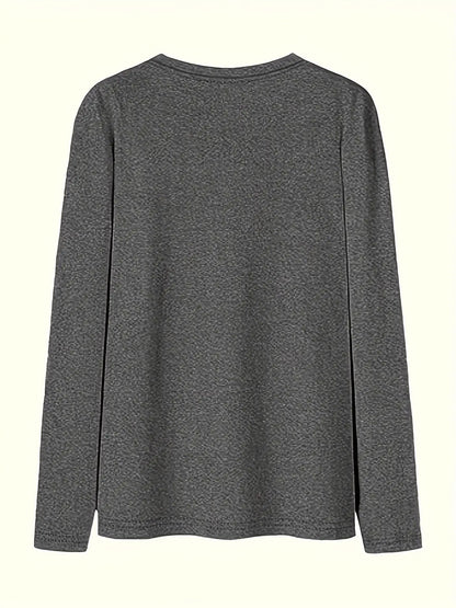 Women'S Casual Sweatshirt, Printed Design - All Seasons, Medium Stretch, Round Neck, Long Sleeve Top