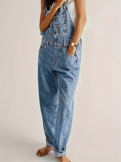 Women's Light Blue Denim Oversized Jumpsuit - product view 6