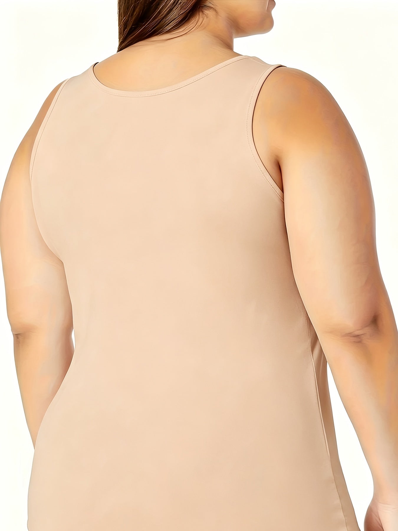 [Plus Size Tank Tops] 3pcs Women's Plus Size Solid Color Tank Tops - Breathable Stretch Fabric Base Layer Shirts, Opaque Non-Sheer Blouses Suitable for Casual, Home Wear & Layering, Year-Round Layering (Hand Washable, No Transparency)
