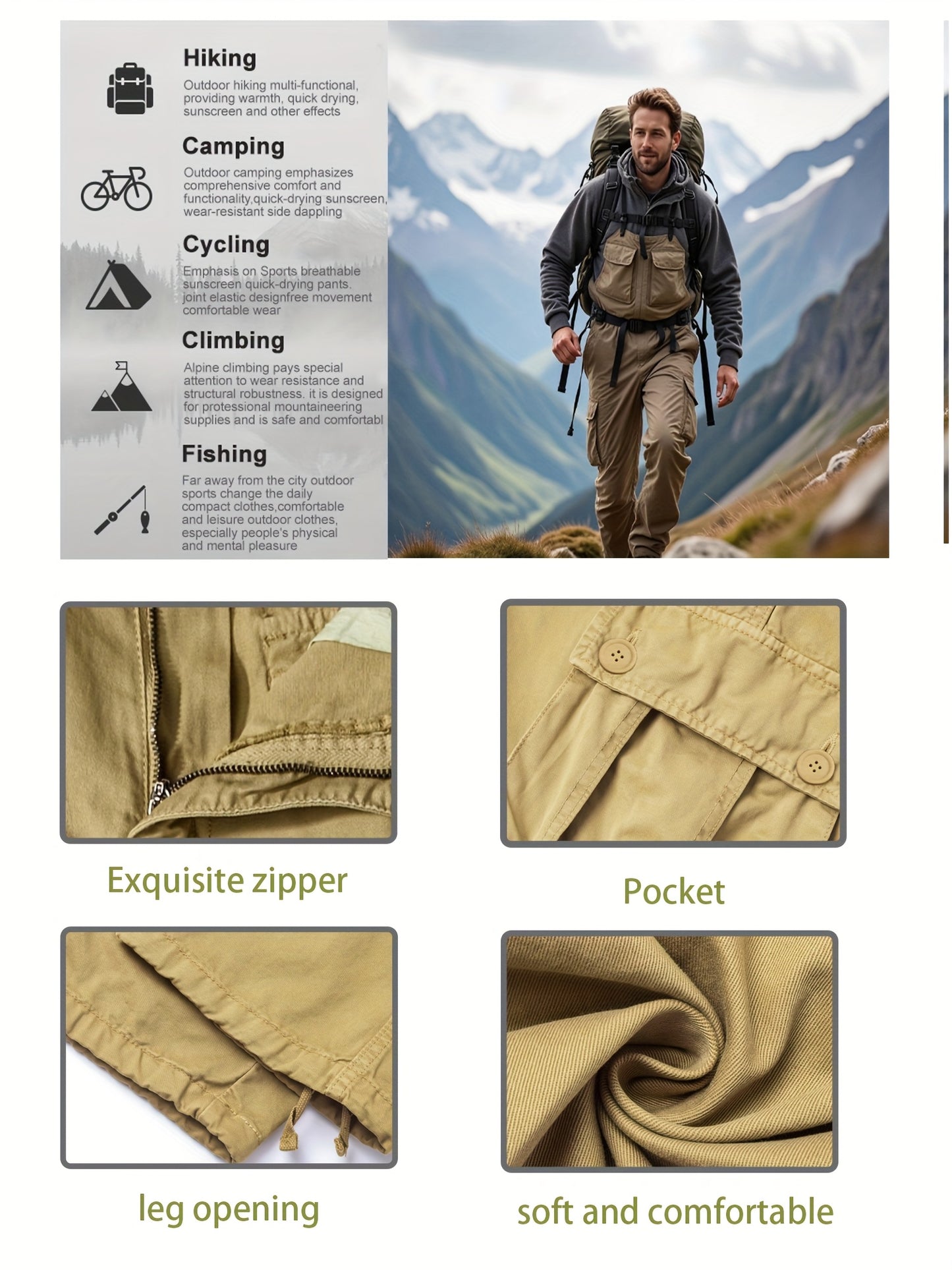 Men's Khaki 6-pocket Casual Pants