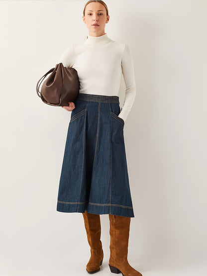 Women's Medium Blue Denim High-Waist Skirt - product view 2