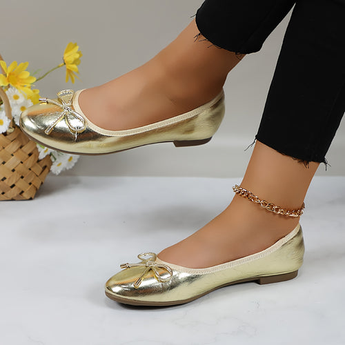 GLAZE Women's Ballet Flats with Built-in, Extremely Soft And Comfortable, Suitable for Office, Wedding, Party, Shopping-Golden, Silvery, Black, Nude, Pink, Camel, Snake, Women Shoes