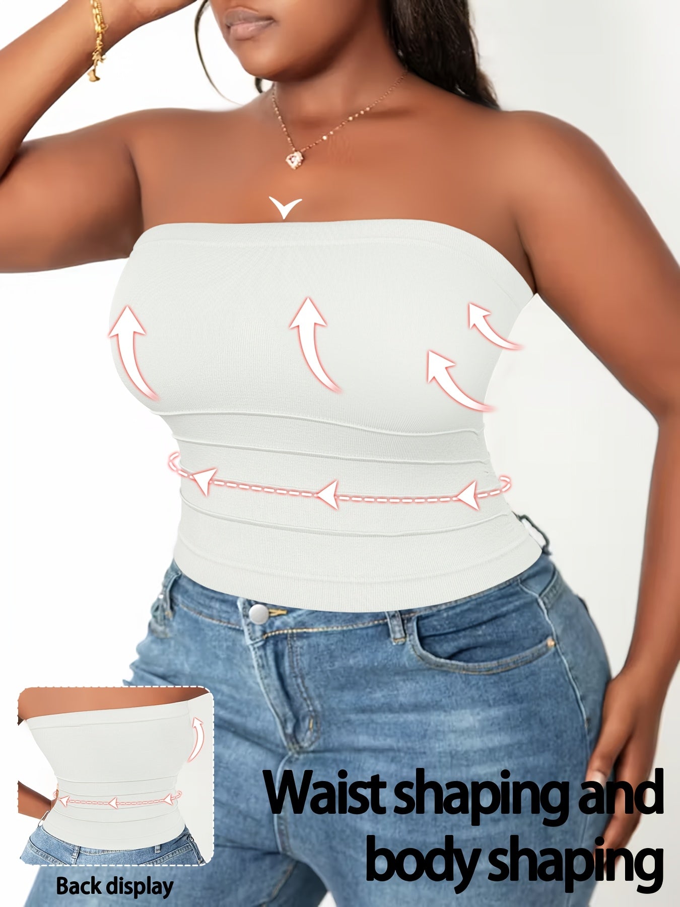 5pcs Set 2026 Spring-summer New Women's Large-size Waist-shaping Comfortable Breathable Bandeau, High-elasticity Slim Fit, Suitable for Office, Parties, And Casual Daily Wear.