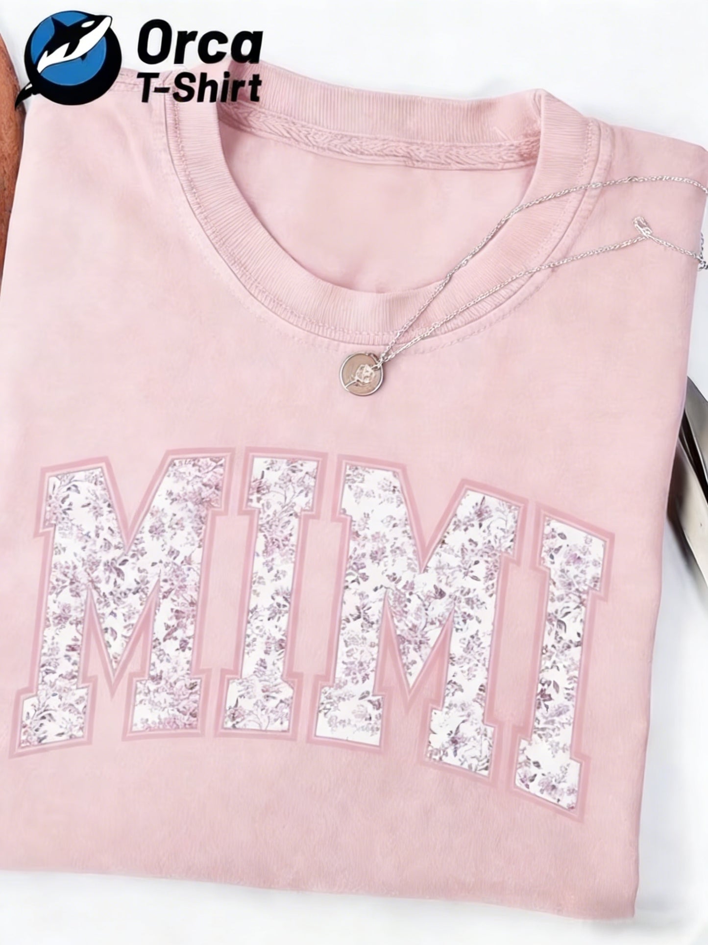Local Delivery, Women'S Casual Short Sleeved T-shirt - Floral MIMI Printed Loose Round Neck Top, Breathable and Machine Washable Fabric, Suitable for Daily Wear, Fun Pattern