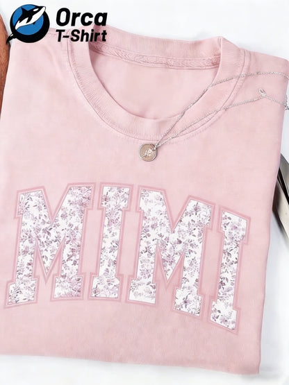 Local Delivery, Women'S Casual Short Sleeved T-shirt - Floral MIMI Printed Loose Round Neck Top, Breathable and Machine Washable Fabric, Suitable for Daily Wear, Fun Pattern