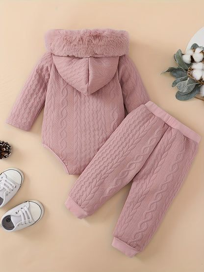 MinKidFashion Baby Clothing Sets Girls Hooded Long Sleeve Romper and Pants Outfit, Perfect for Outdoor