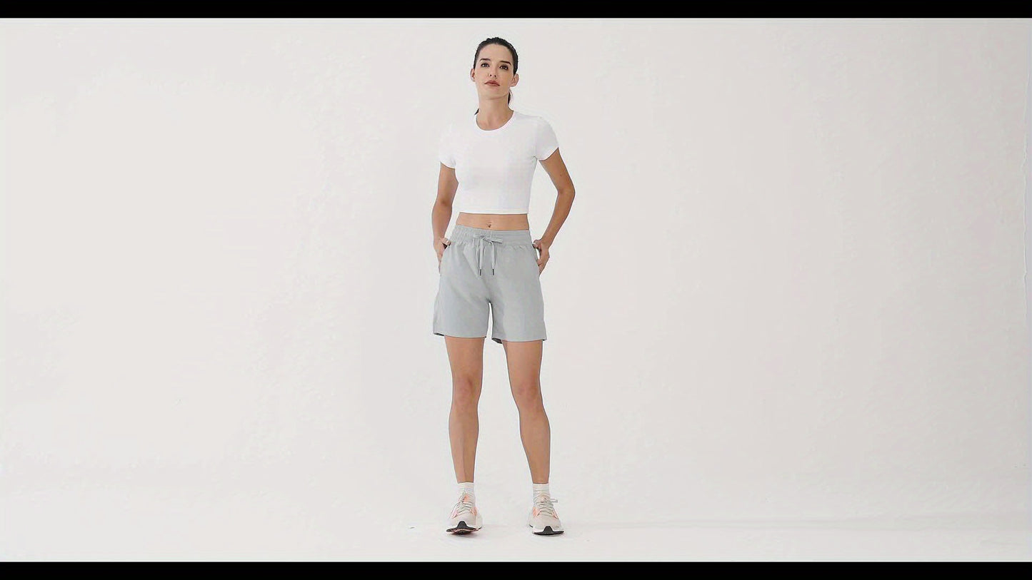 3pcs 5" Womens Shorts Basic Shorts Lightweight Quick Dry Workout Shorts with Pockets