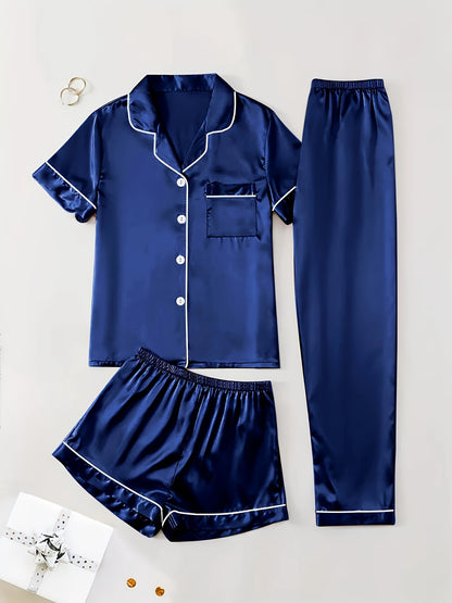 Women's Champagne Satin Short-Sleeve Pants - product view 32