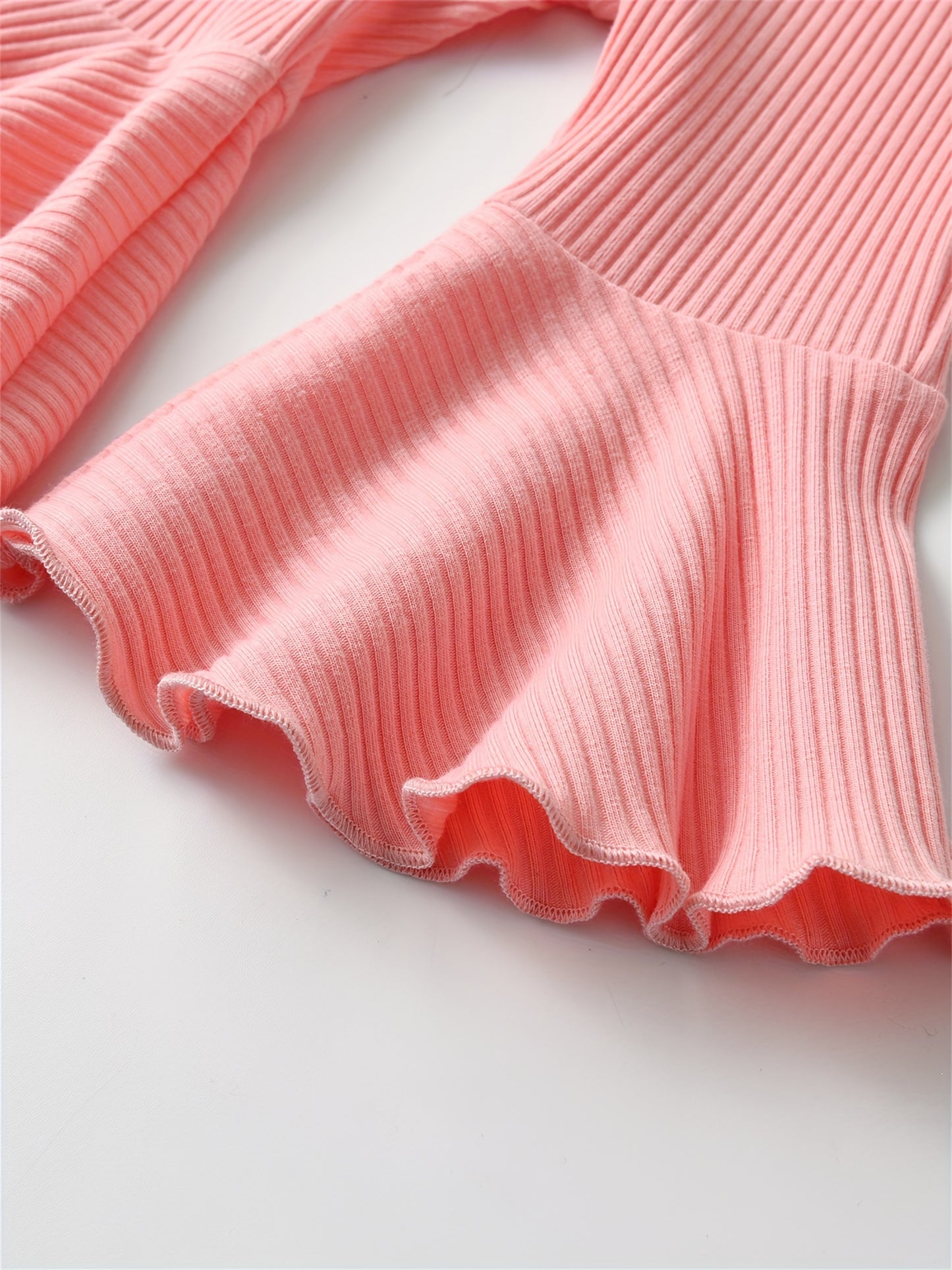Kukitty Infant Baby Girl 3pcs Solid Color Flare Pants Casual Ribbed Leggings, for Outdoor