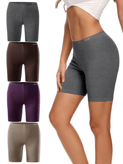 Molasus Womens Cotton Boxer Shorts Underwear Anti Chafing Bike Shorts Pack of 4