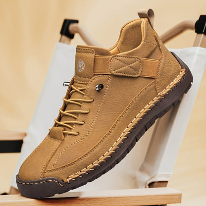 Men's High-Top Casual Ankle Boots - Elastic Closure and Rubber Sole