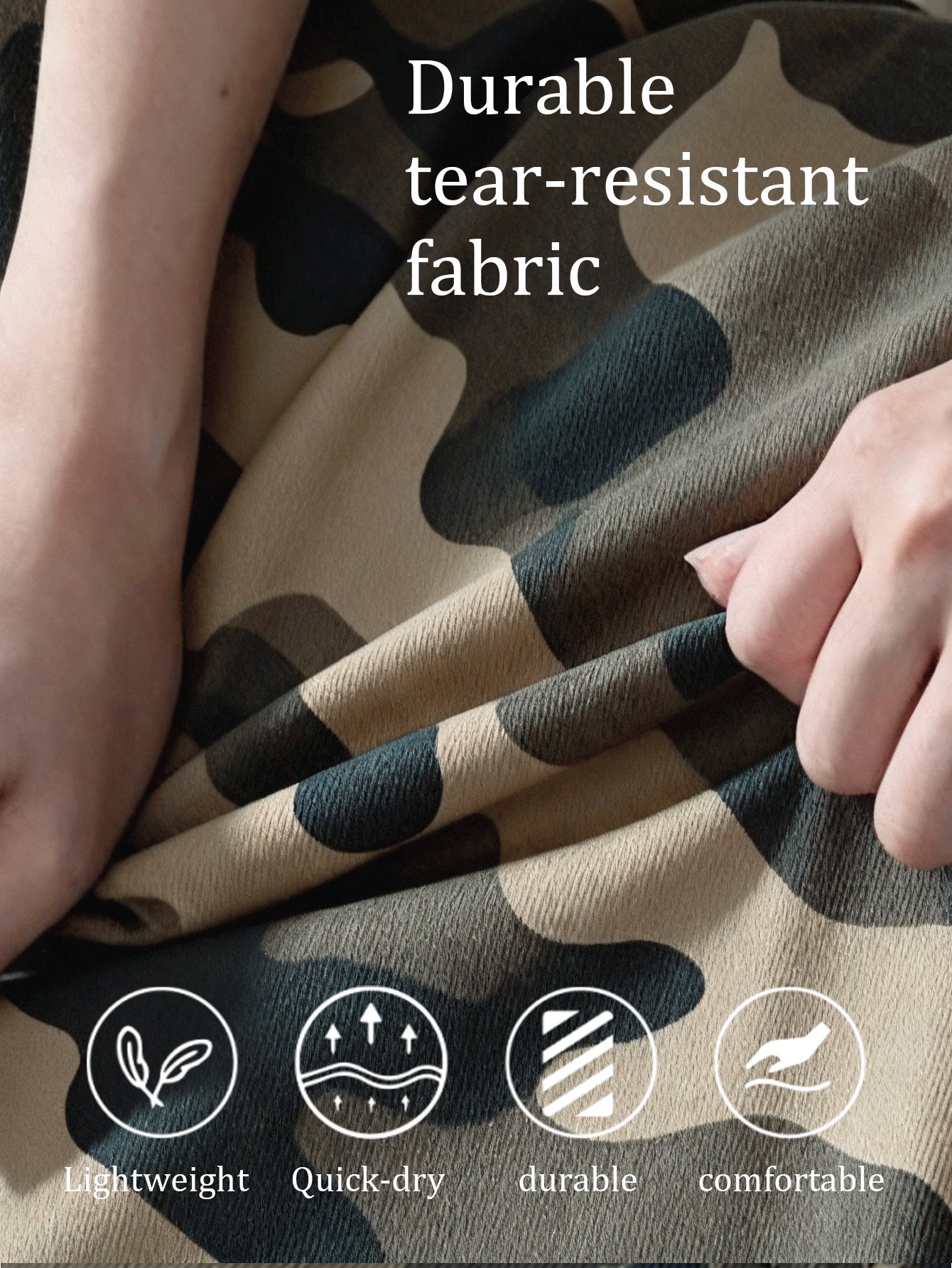 Women'S Lightweight Quick-Dry Camo Cargo Pants - Tapered Leg Elastic Drawstring Waistband Breathable Tactical Pants
