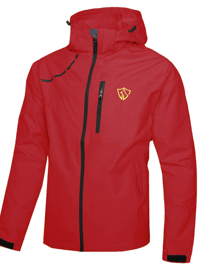 Men'S Rain Jacket Waterproof with Zipped Pockets Windproof Rain Jacket with Hooded