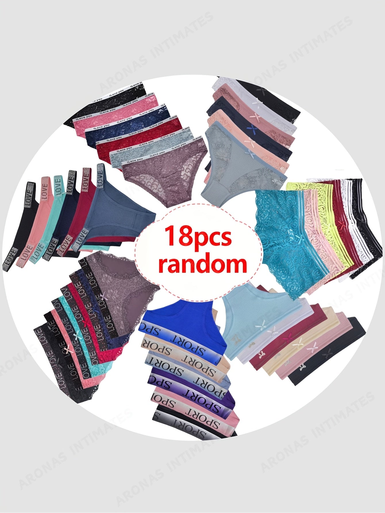 18 Pairs of Women's Lace Thong Panties for Spring and Summer, Randomly Assorted