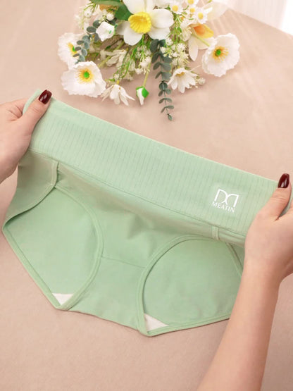 4pcs Solid High Waist Briefs, Comfy & Simple Intimate Panties, Women's Underwear & Lingerie