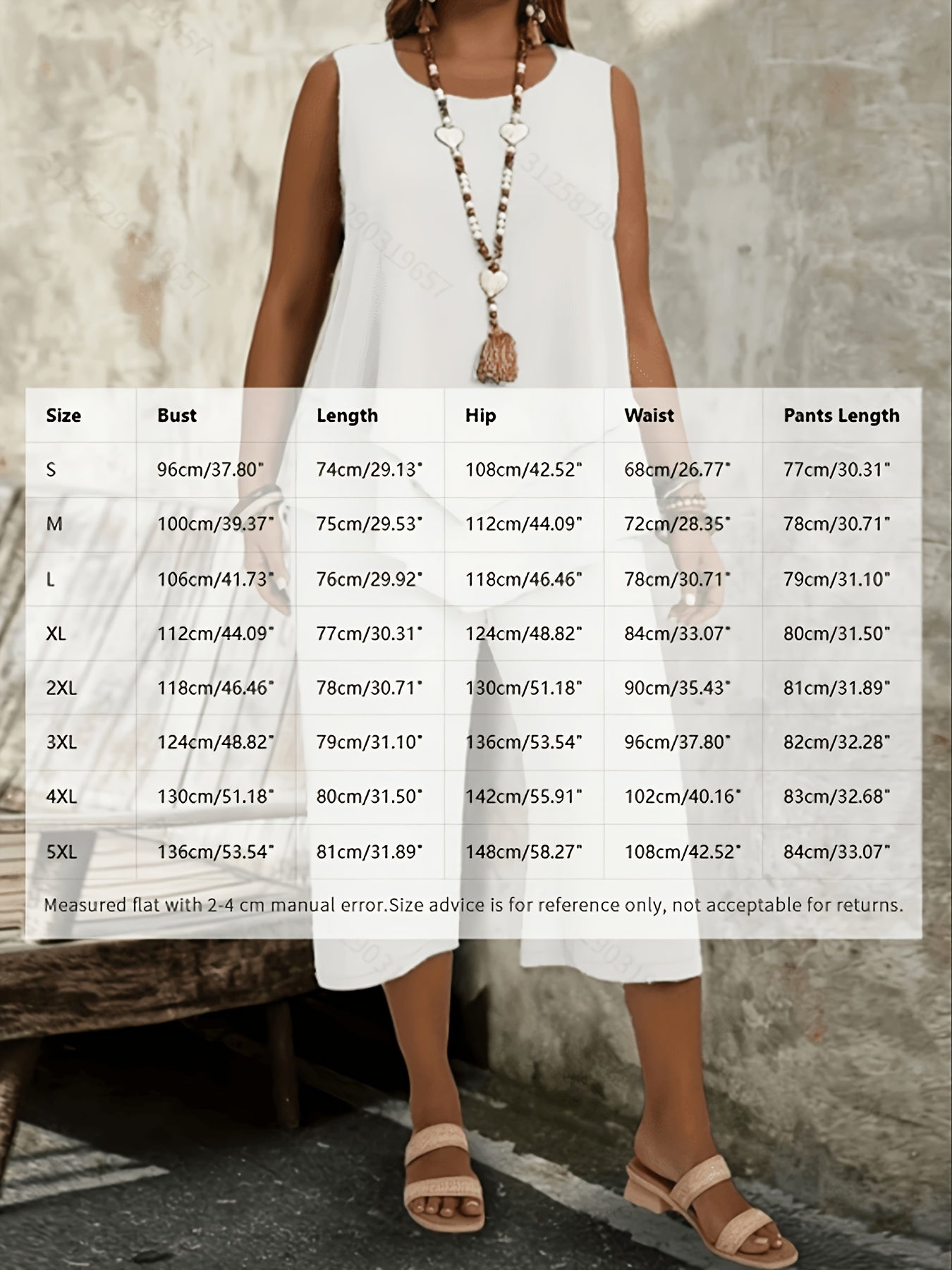 Plus Size, Women's Fashion Casual Solid Color Sleeveless Top and Cropped Pants 2pcs Set