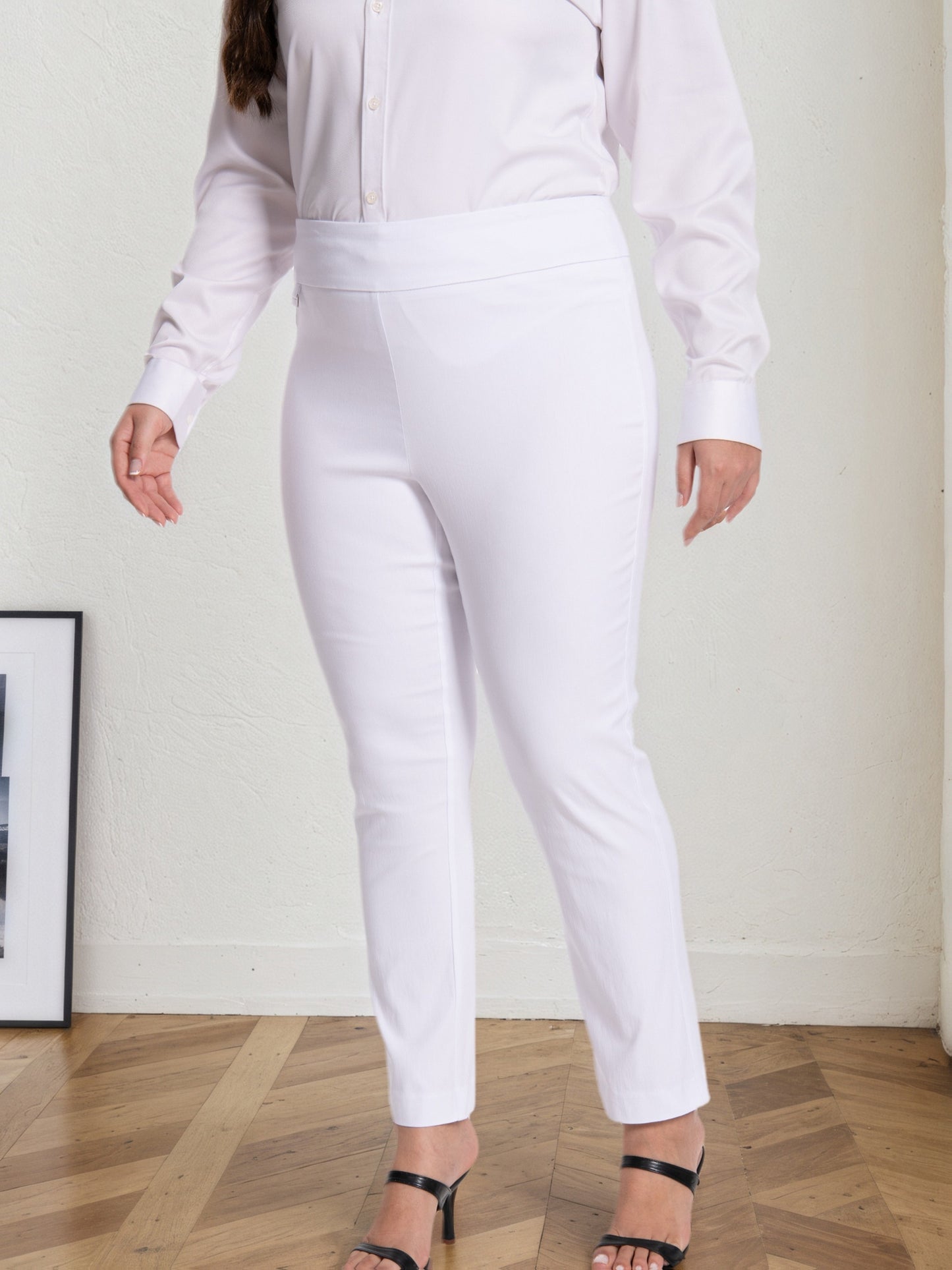 Plus Size - Plus Size - Women Pull on Pant with Silver During Super Stretch Soft Millennium Fabric to Work Ankle Pant