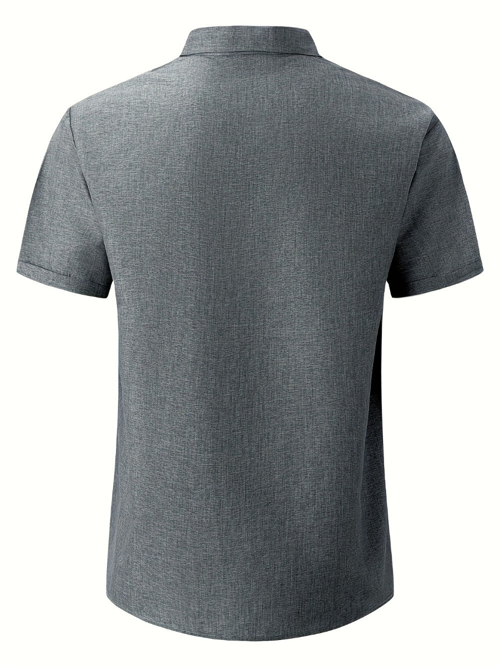 Men's Solid Color Shirt - Collared Short Sleeve 001061