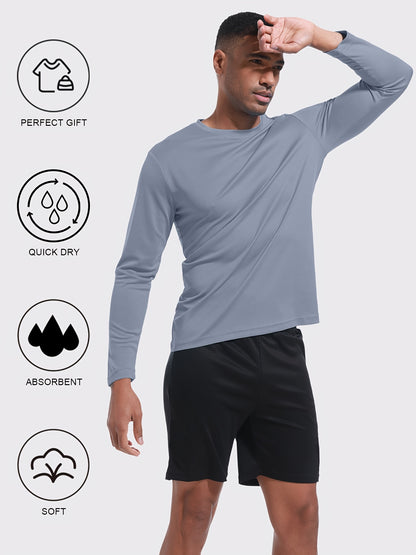 5-pack Men's Quick-drying Breathable Long-sleeve Sports T-shirts,, Suitable for Fitness, Commuting, Running, And Training