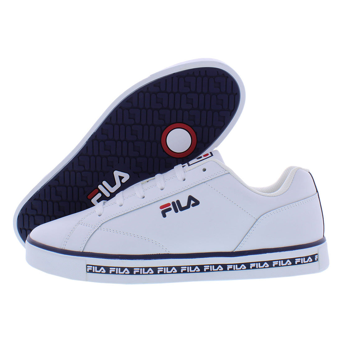 Fila Original Court Leather Mens Shoes Color: White/Navy/Red