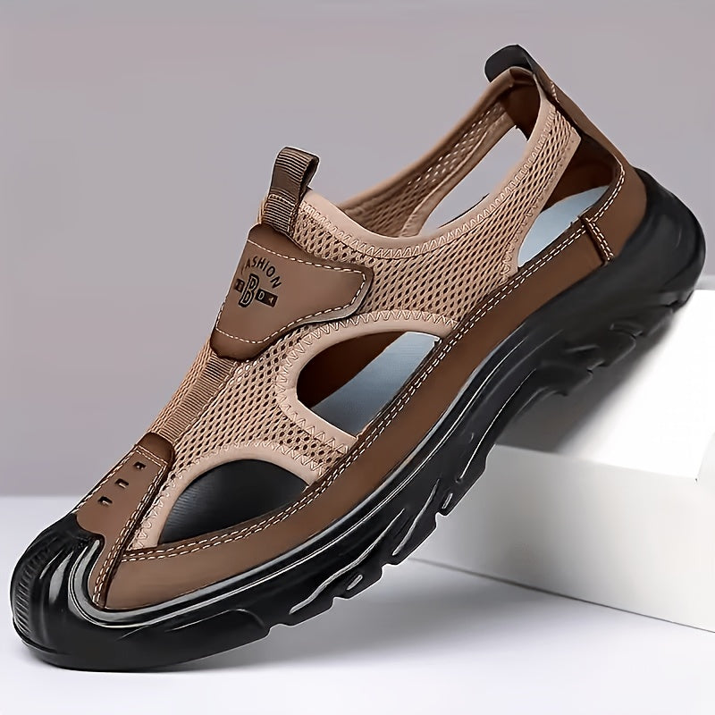 Men's Lightweight Breathable Slip- Sandals with Hollow Sole Technology - Low-Cut Sole & Upper, Round Toe Beach Sneakers Suitable for, Casual Wear, Outdoor Sports - - Comfortable Athletic Footwear