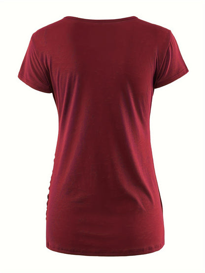 Set of 3 Women'S Short Sleeve Maternity Tops with Side Ruching for Breastfeeding