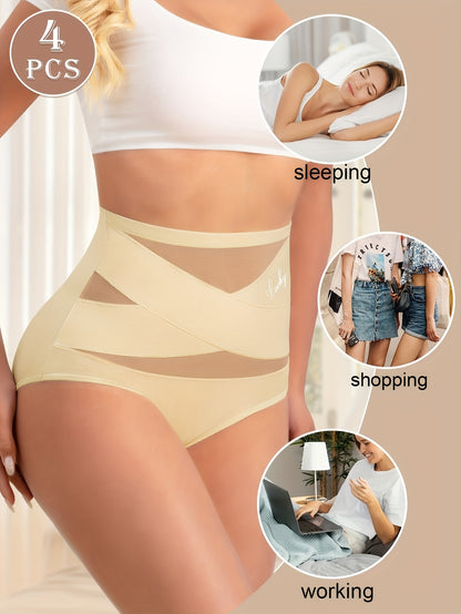 4pcs High-Waisted Seamless Shaping Girdle Pants | Postpartum Belly Reduction, Butt Lifting, Plus Size Body-Shaping Underwear for Women