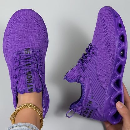 Women'S Sneakers, Women'S Running Shoes, Lightweight Slip-On Flat Shoes Twist Shoes Women'S Casual Shoes, Thick Sole Lace-Up Walking Shoes, Breathable Mesh Tennis Shoes, Trendy Versatile Solid Workout Shoes