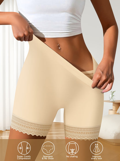 Women's Mixed colors Lace High-Waist Shorts - product view 2
