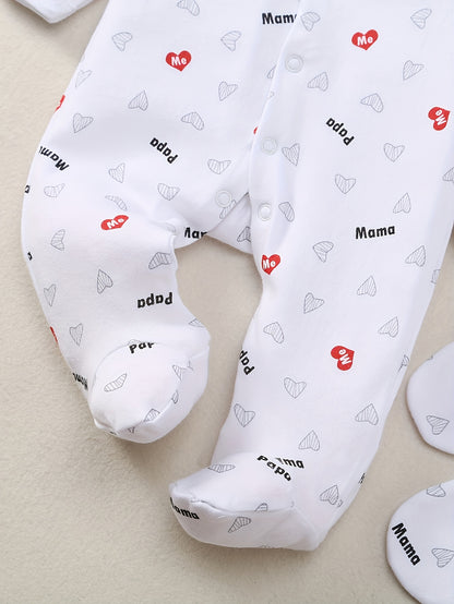 This 8pcs Soft Spring And Summer Set Is Suitable For Boys' And Girls' Clothing And Accessories With Heart Letters And Floral Patterns, Including Trousers, Hats, Bibs, Socks, Pants, Jackets And Tops, And Is Ideal For Outdoor Home Wear