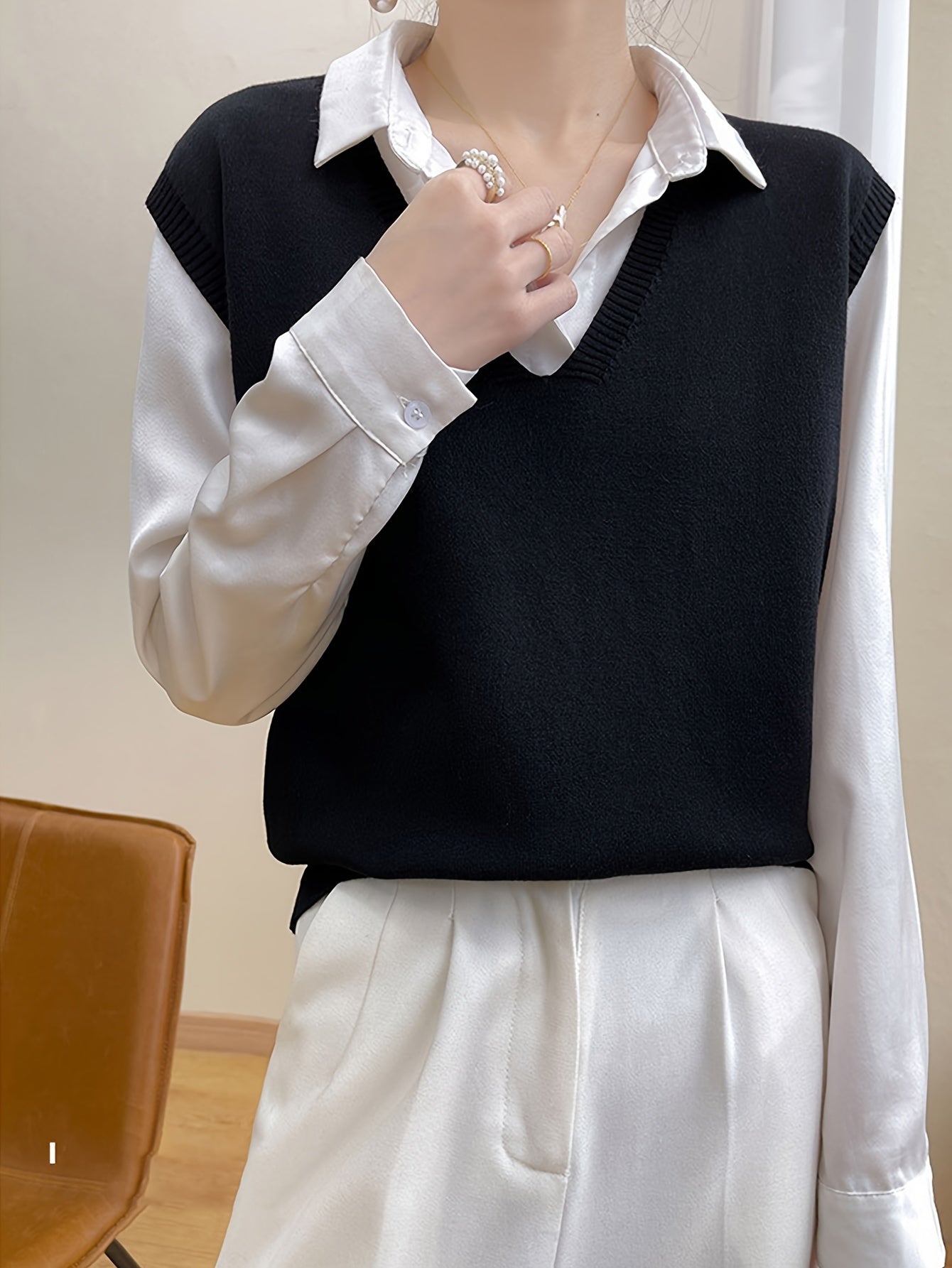 Cozy Womens Solid Knitted Sweater Vest - Soft V Neck Sleeveless Top For Chic Fall & Winter Layering - Versatile Casual Style
