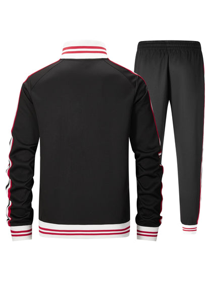 Men Track Suits Sets Long Sleeve Full-zip Sweatsuit Active Jackets And Pants 2pcs Outfits