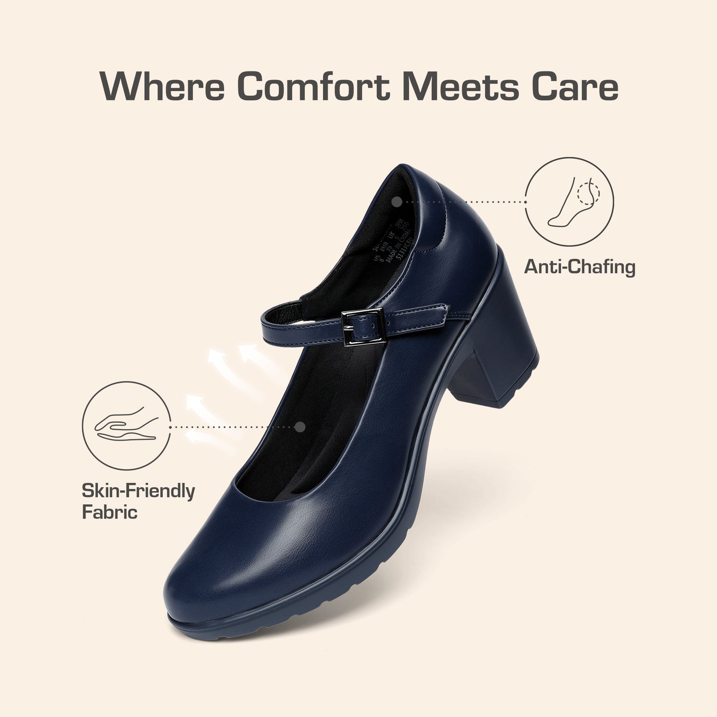 Women's Chunky Low Block Heels Mary Jane Closed Toe Work Pumps Comfortable Round Toe Dress Wedding Shoes