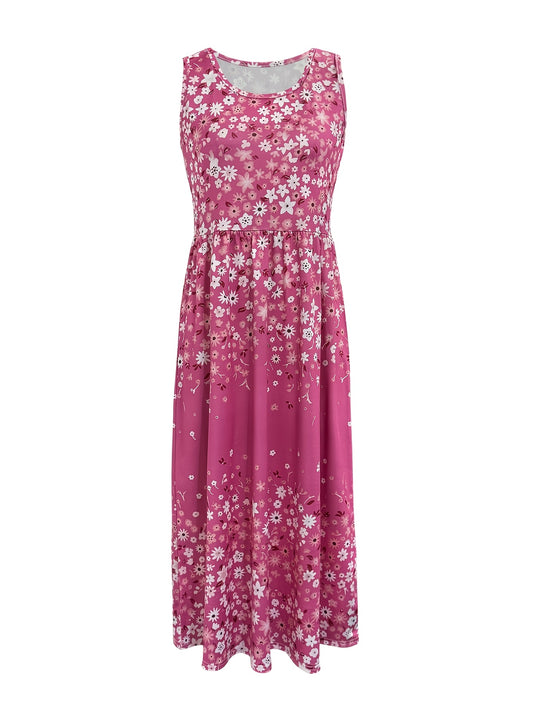 Spring And Summer Fashion Vacation Style Flower Printed Vest Dress