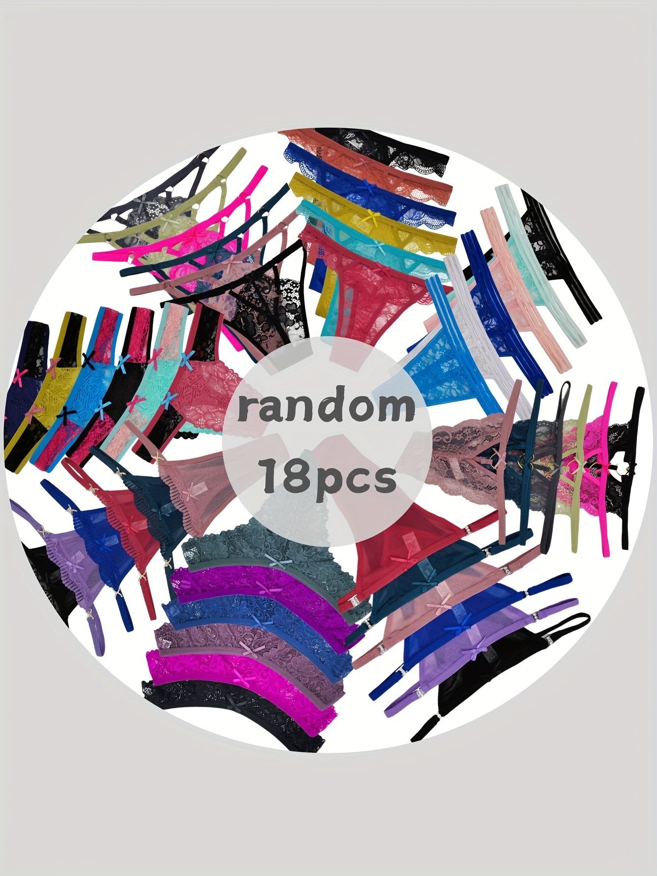 18pcs/ Pack Randomly Assorted Lace Mesh Ladies Thongs Panty
