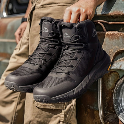 Men's Side-Zip Tactical Boots - Canvas Upper and EVA Insole