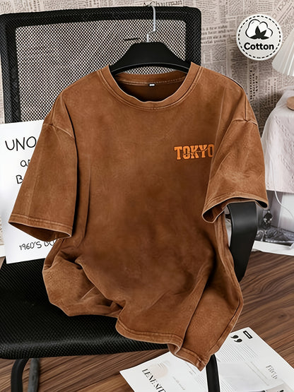 Spring And Summer Racing Pattern Men'S T-Shirt Top, Micro Elastic Fit, Washed with Water to Make Old, Breathable Black Round Neck Short Sleeved T-Shirt, Daily Casual Street T-Shirt Top