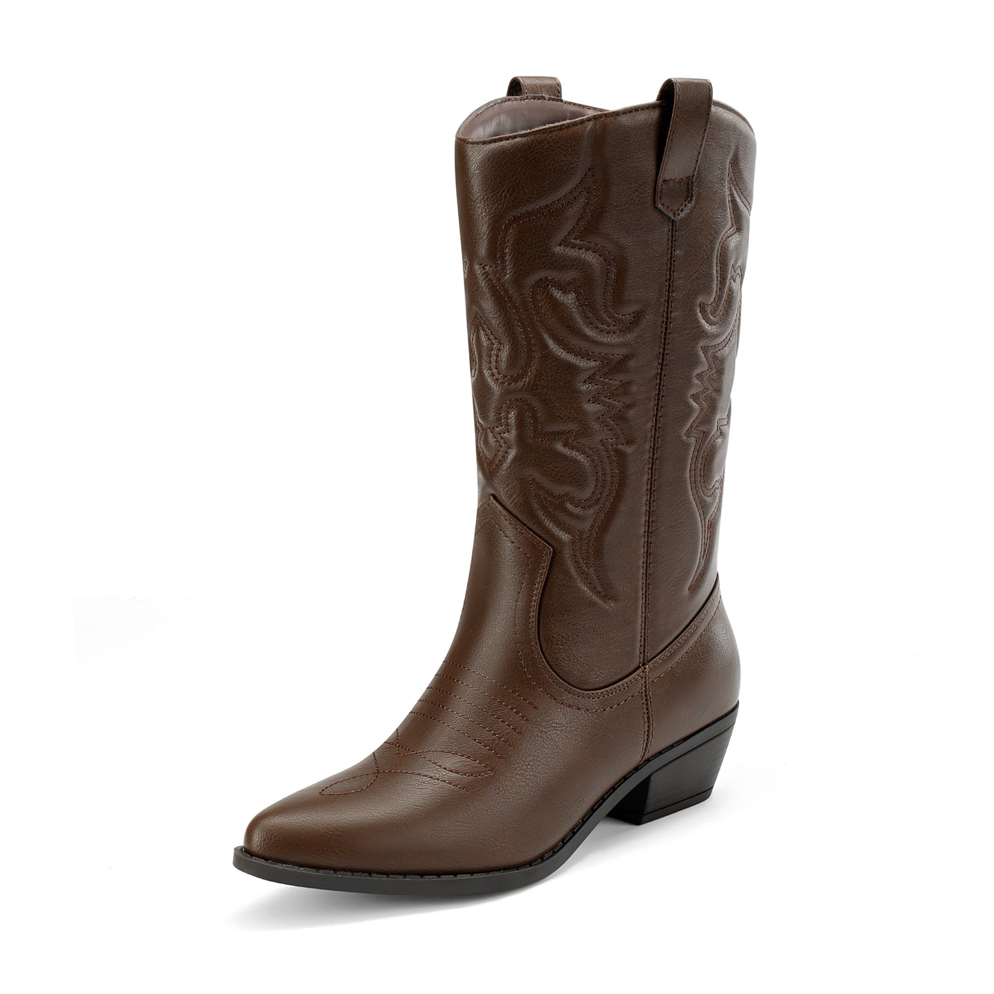 Women's Cowboy Boots Pull On Cowgirl Boots Mid Calf Western Boots, Women's Pull On Mid Calf Western Boots
