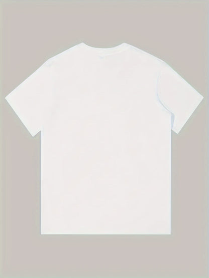 Men's Plus Size Black T-Shirt, Purple and White SAY LESS Print, Suitable for Casual Wear, PLUS SIZE